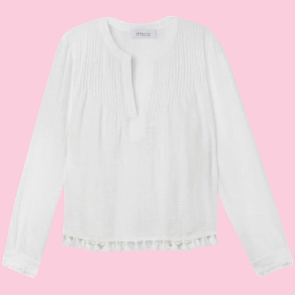 Derek Lam 10 Crosby Pintuck Tassel Trim Top 4 EUC - Picture 11 of 11